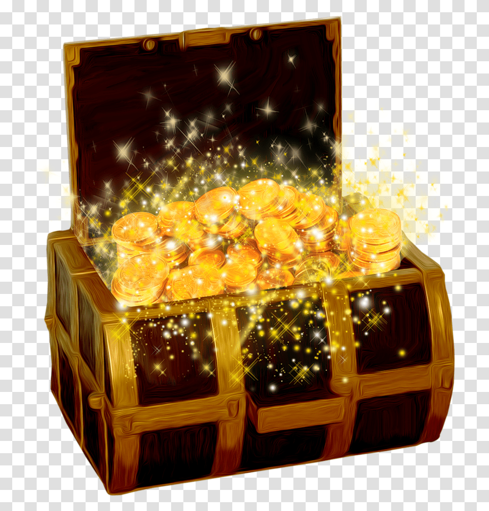 Empty Treasure Chest Clipart Gold Treasure Box, Plant, Birthday Cake, Dessert, Food Transparent Png