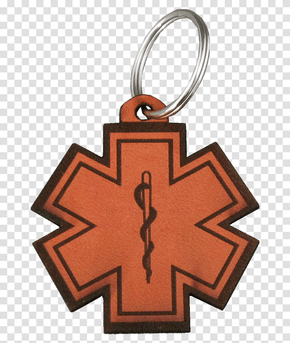 Ems Leather Keychain Star Of Life Pvc Patch, Cross, Symbol, Pendant, Rug Transparent Png