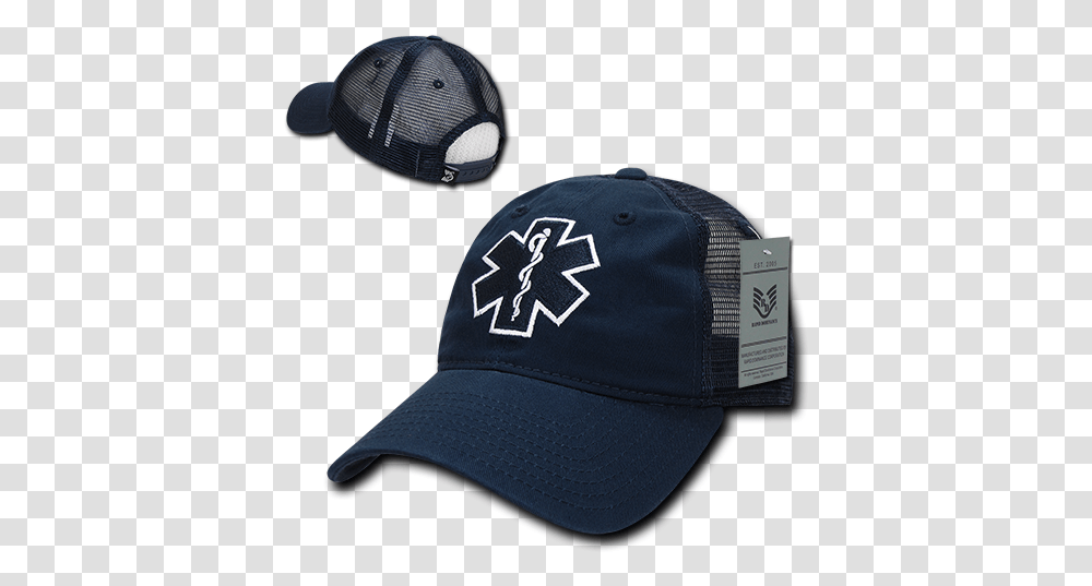 Emt Cross Trucker Hat Relaxed Mesh Baseball Cap Paramedic Star Of Life Rapid Dominance S79 Emt Hat, Clothing, Apparel Transparent Png