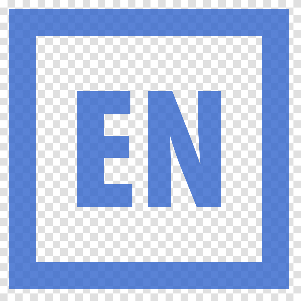 En Language Symbol In Blue Letters In A Blue Square, Word, Alphabet, Number Transparent Png