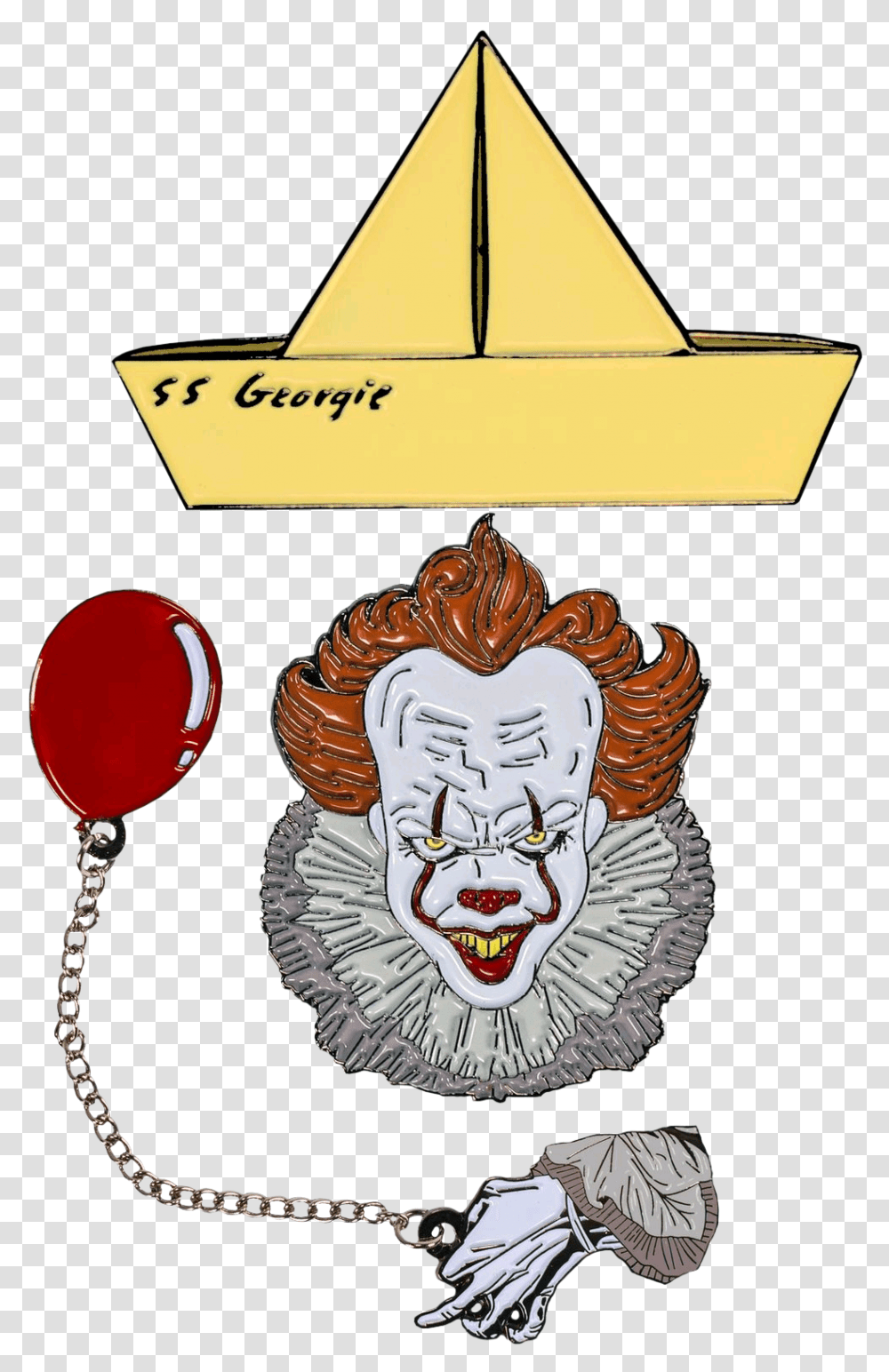 Enamel Pin Georgie Cartoons Pennywise Hand Holding Balloon, Label, Logo Transparent Png