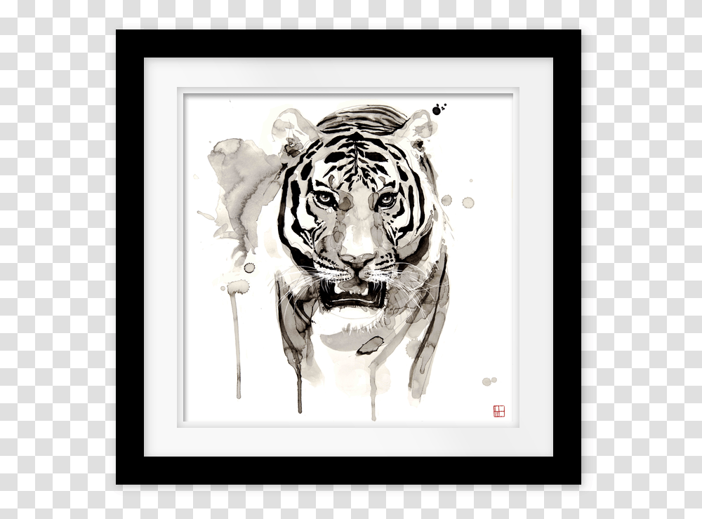 Encadree Noir Et Blanc Animaux Africain, Tiger, Wildlife, Mammal, Animal Transparent Png