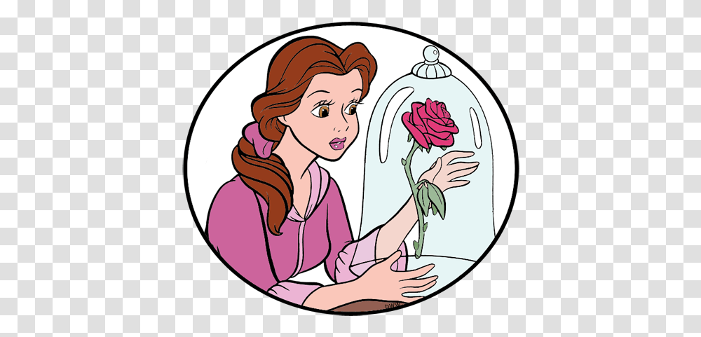 Enchanted Disney Free Clipart 41 Photos Cartoon Belle Rose, Person, Human, Smelling, Plant Transparent Png