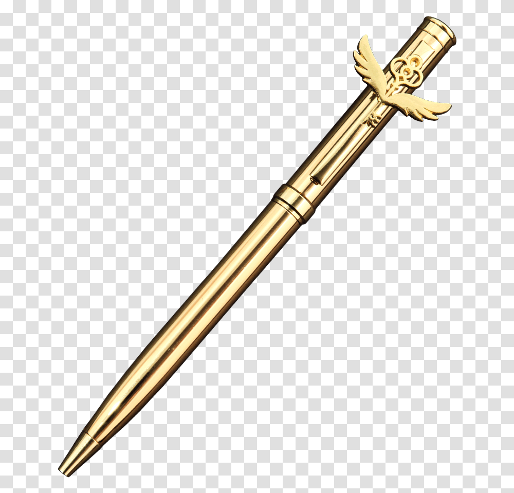 Enchanted Key Gold Pen With Charm Sabre, Weapon, Weaponry, Sword, Blade Transparent Png