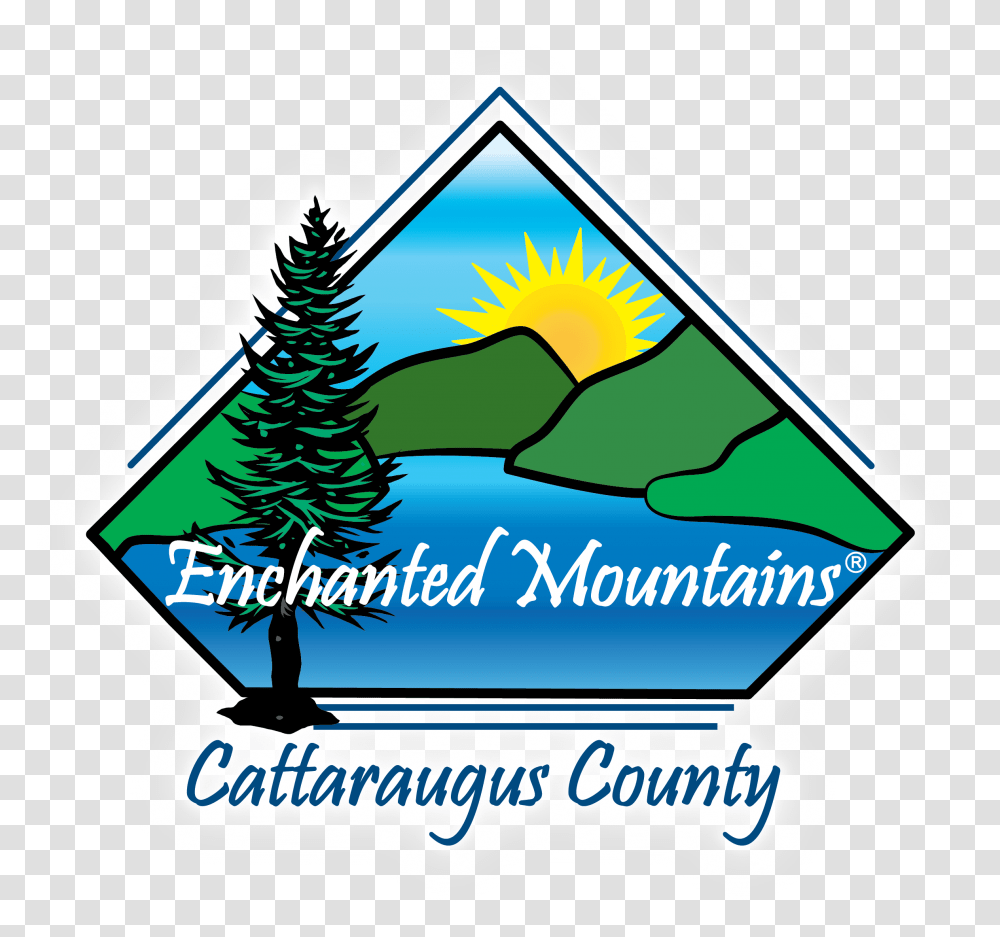 Enchanted Mountains Logo Of Cattaraugus New York, Tree, Plant, Ornament, Christmas Tree Transparent Png