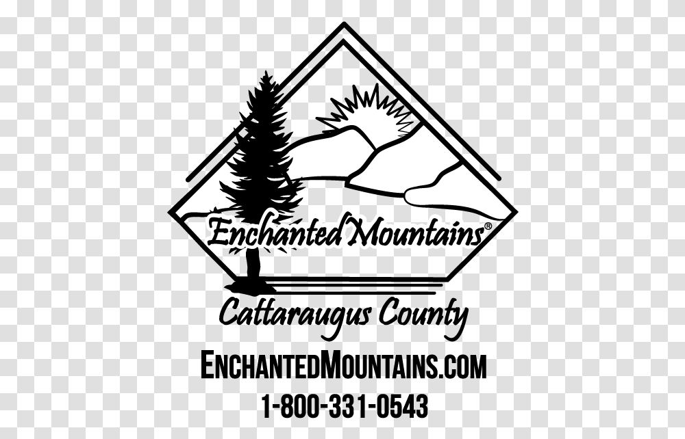 Enchanted Mountains Logo Of Line Art, Plant, Label, Text, Animal Transparent Png