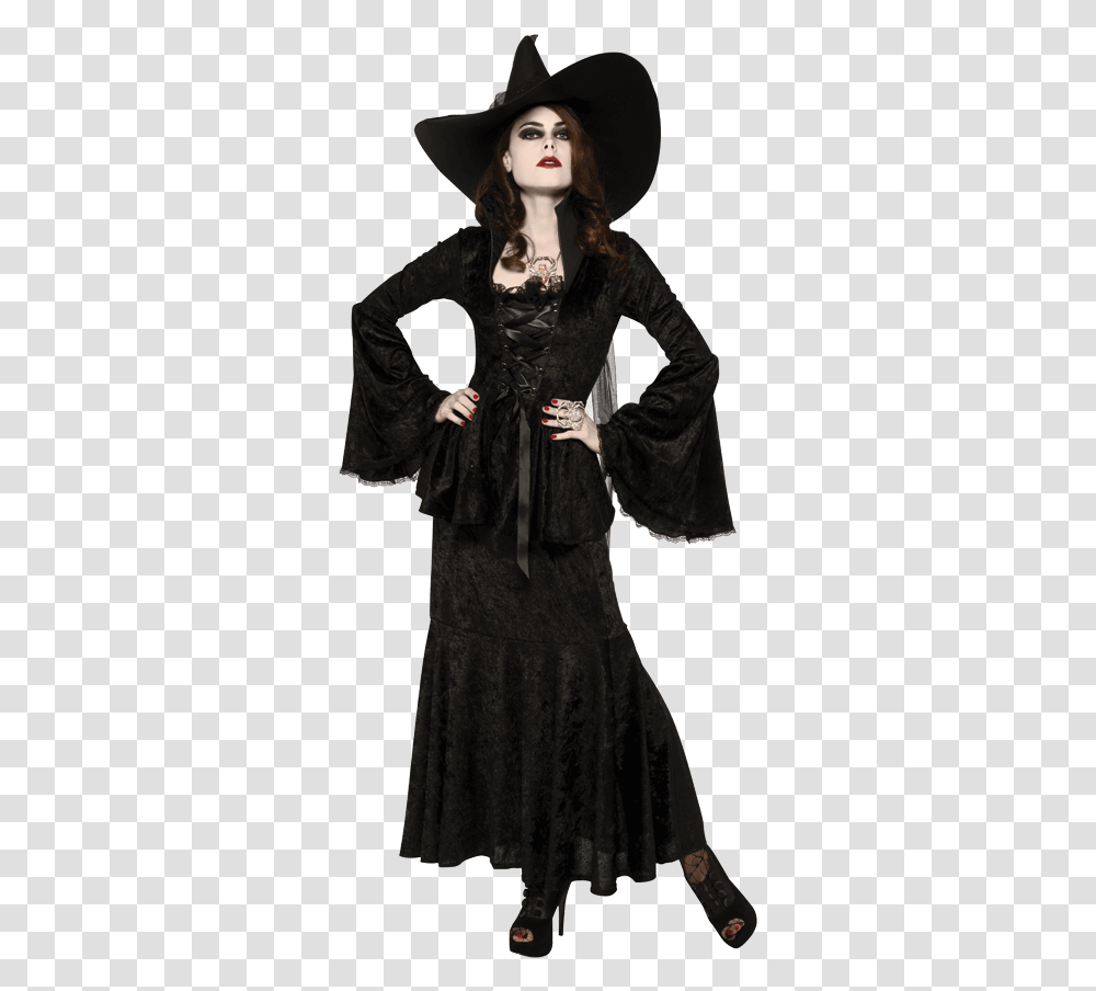 Enchantress Hat Velvet Witch Dress Adult, Costume, Person, Fashion Transparent Png