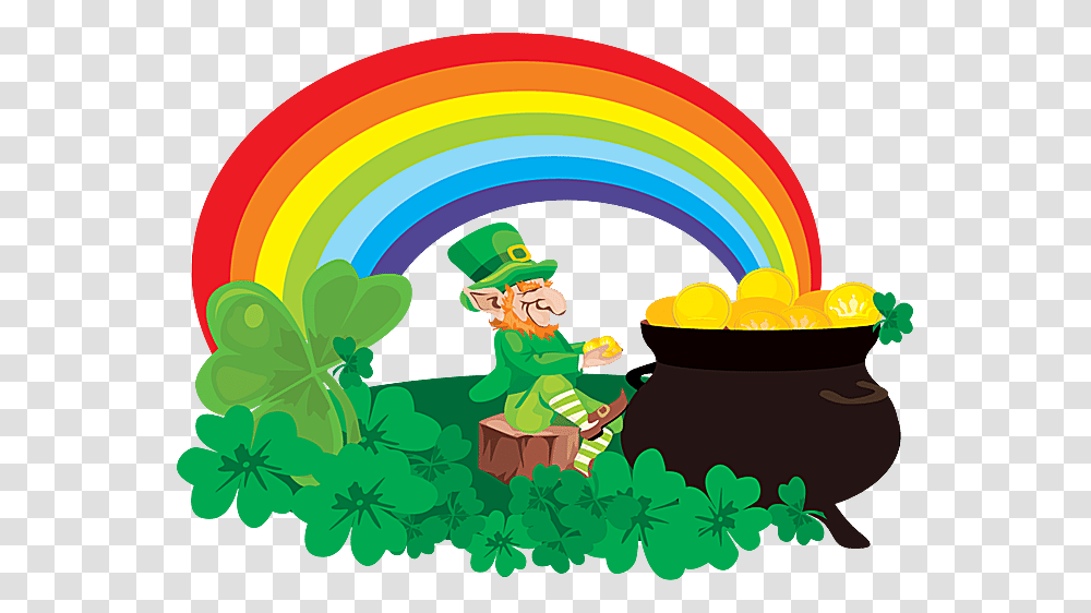 End Clipart Leprechaun Rainbow Art Art Of Day At Pot Of Gold Patrick's Day, Plant, Paintball, Super Mario Transparent Png