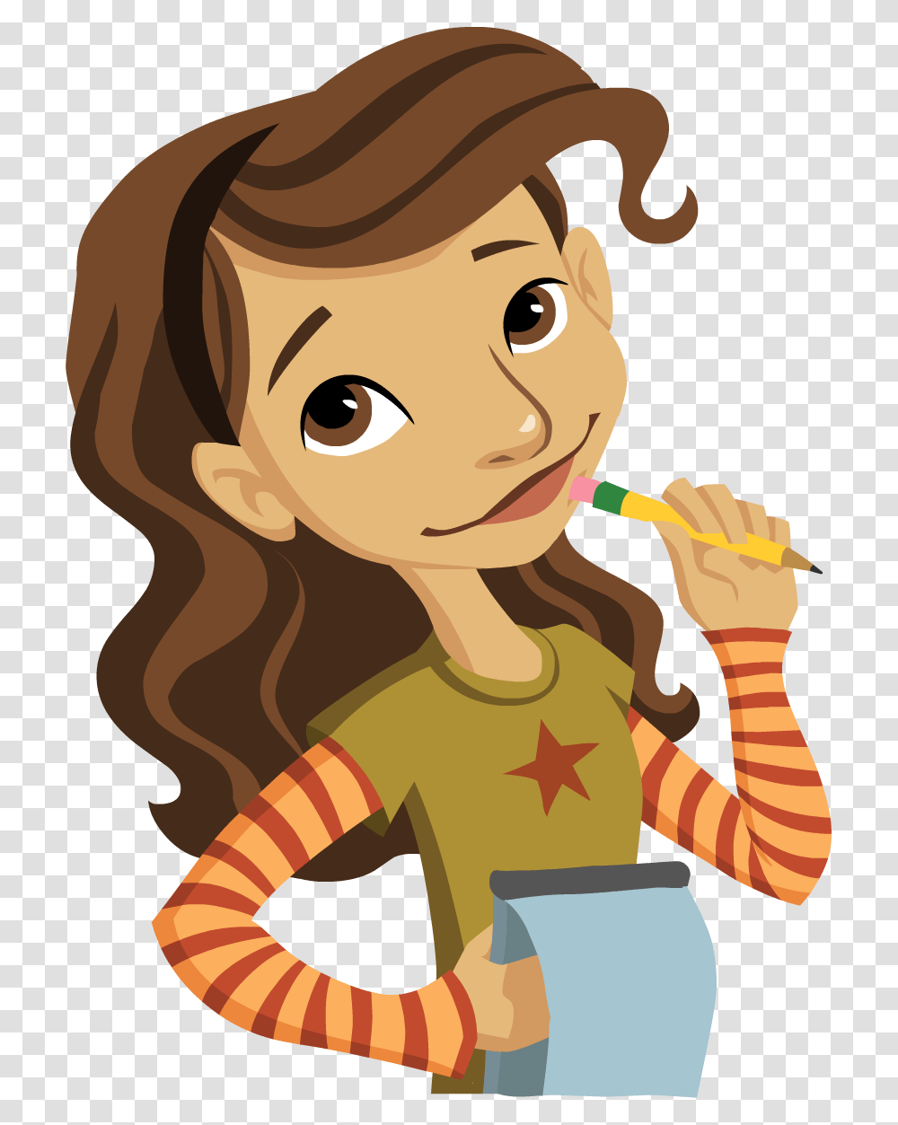 End Of The Brown Hair Girl Student Clip Art, Face, Person, Human, People Transparent Png