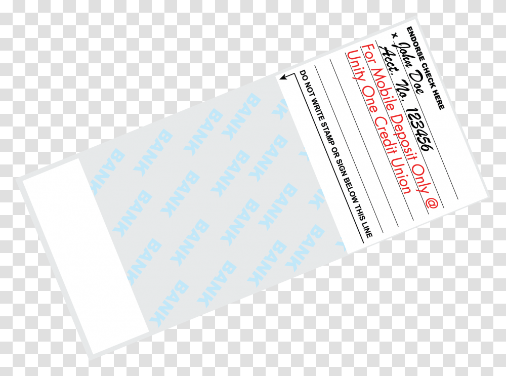 Endorse Alliance Bank Check, Paper, Business Card, Flyer Transparent Png