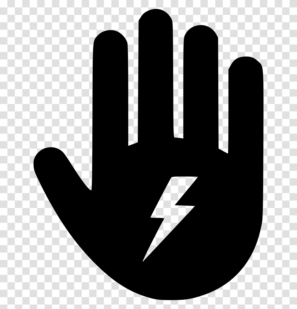 Energy Lightning Power Electric Electricity Hand Stop Power Hand Icon, Stencil, Road, Tarmac Transparent Png