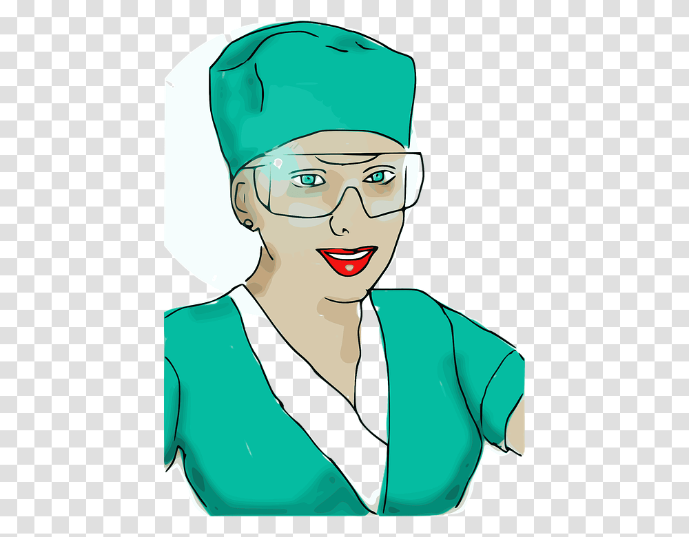 Enfermera Mujer Girll Gafas Enfermera Operacin Scrub Nurse Cartoon, Person, Human, Face, Sunglasses Transparent Png
