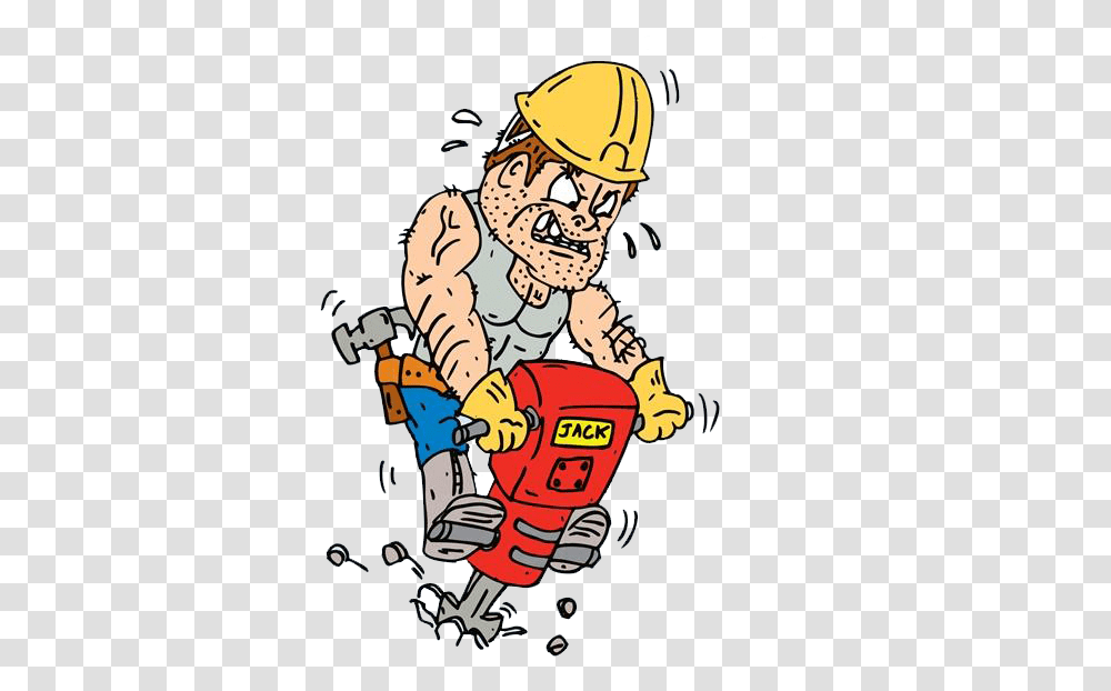 Engineering Clipart Service Engineer Construction Worker Jackhammer, Helmet, Apparel, Person Transparent Png