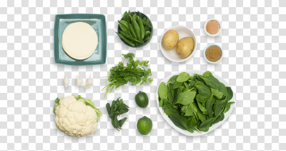 English Pea Amp Potato Samosas With Spiced Cauliflower Superfood, Plant, Egg, Vegetable, Spinach Transparent Png