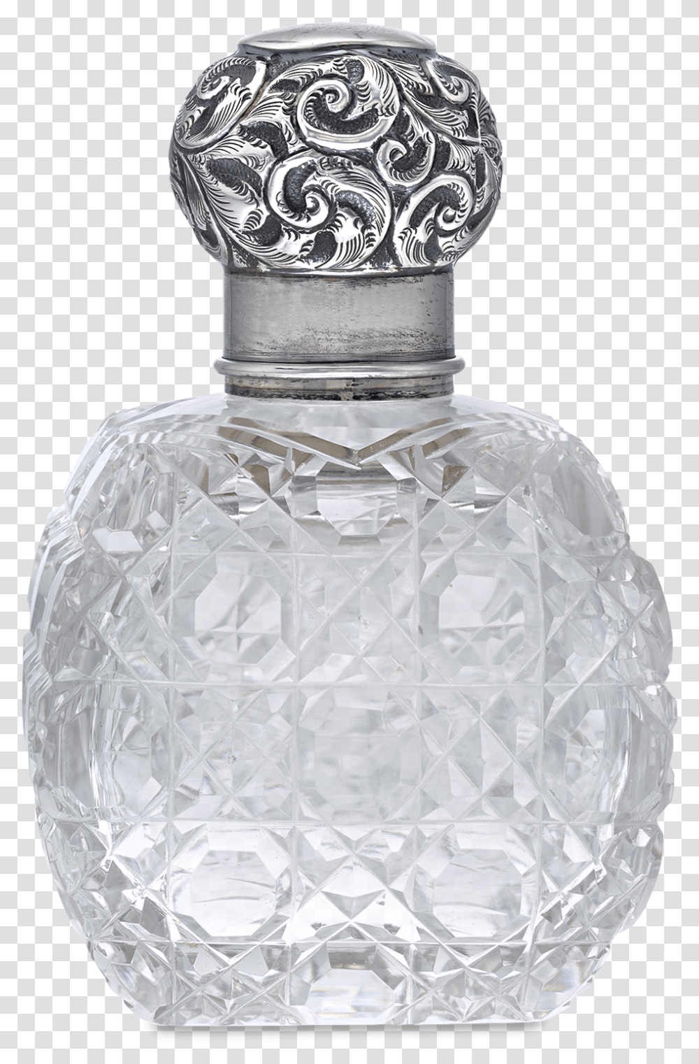 English Silver And Cut Glass Perfume Bottle Perfume, Cosmetics, Diamond, Gemstone, Jewelry Transparent Png