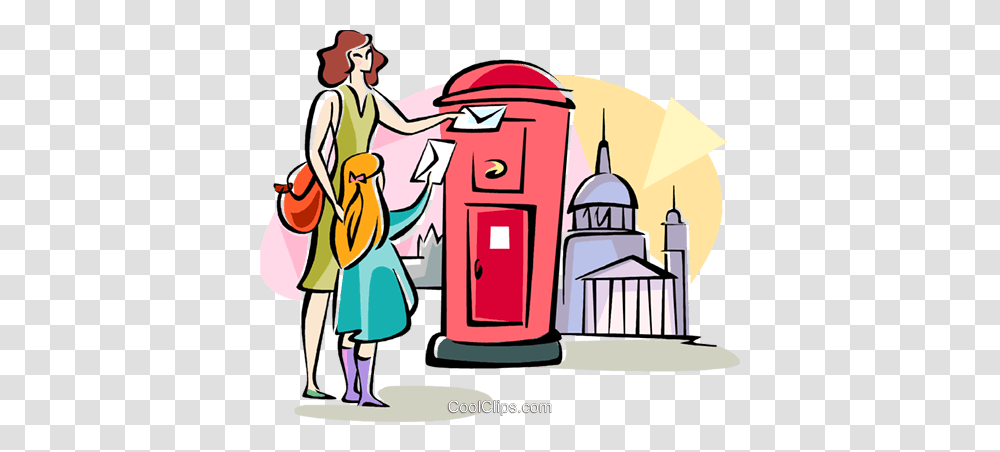 English Woman Dropping Off Her Mail Royalty Free Vector Clip Art, Machine, Person, Pump, People Transparent Png