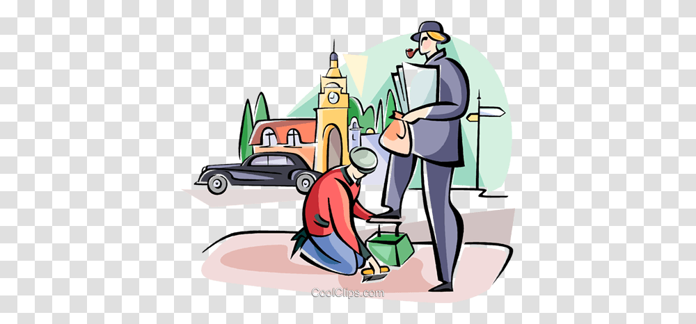Englishmen Getting A Shoe Shine Royalty Free Vector Clip Art, Washing, Clock Tower, Building, Cleaning Transparent Png