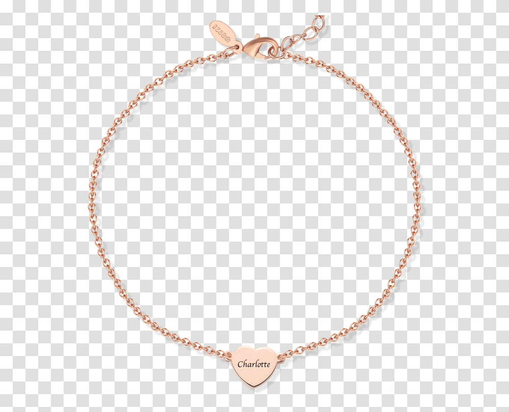 Engraved Heart Anklet Rose Gold Plated Silver, Bracelet, Jewelry, Accessories, Accessory Transparent Png
