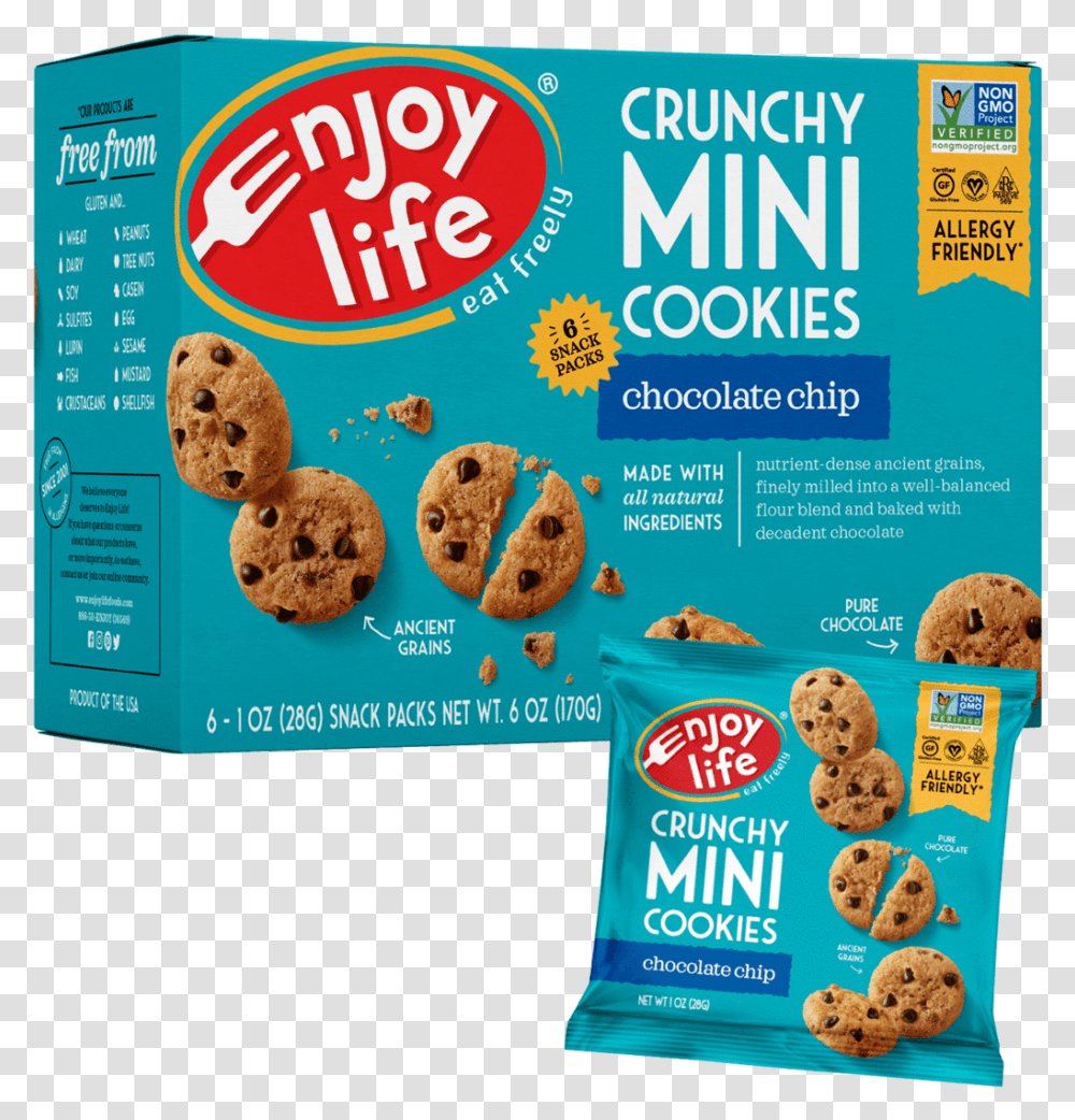 Enjoy Life Mini Crunchy Chocolate Chip Cookies, Food, Bear, Wildlife, Mammal Transparent Png