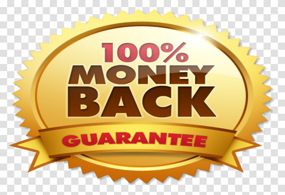 Enjoy Your Land 100 Money Back Guarantee Logo, Label, Food, Paper Transparent Png