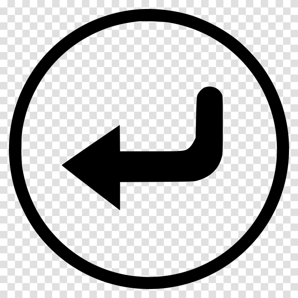 Enter Accept Round Circle Arrow Arrow Enter Icon, Sign, Road Sign, Rug Transparent Png