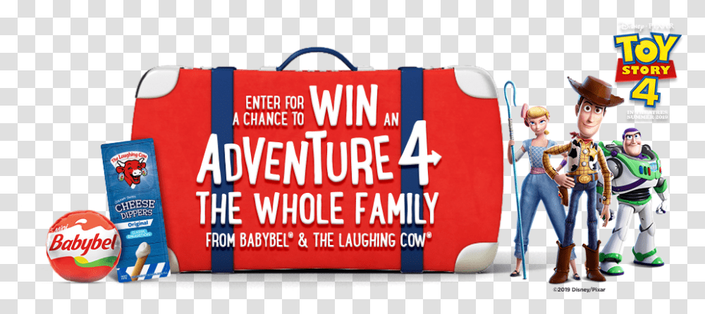 Enter For A Chance To Win An Adventure 4 The Whole Babybel Toy Story, Person, Word, Screen Transparent Png