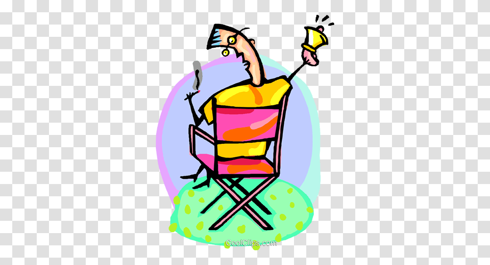 Entertainment Director In His Chair Royalty Free Vector Clip Art, Outdoors, Cleaning, Bazaar, Shop Transparent Png