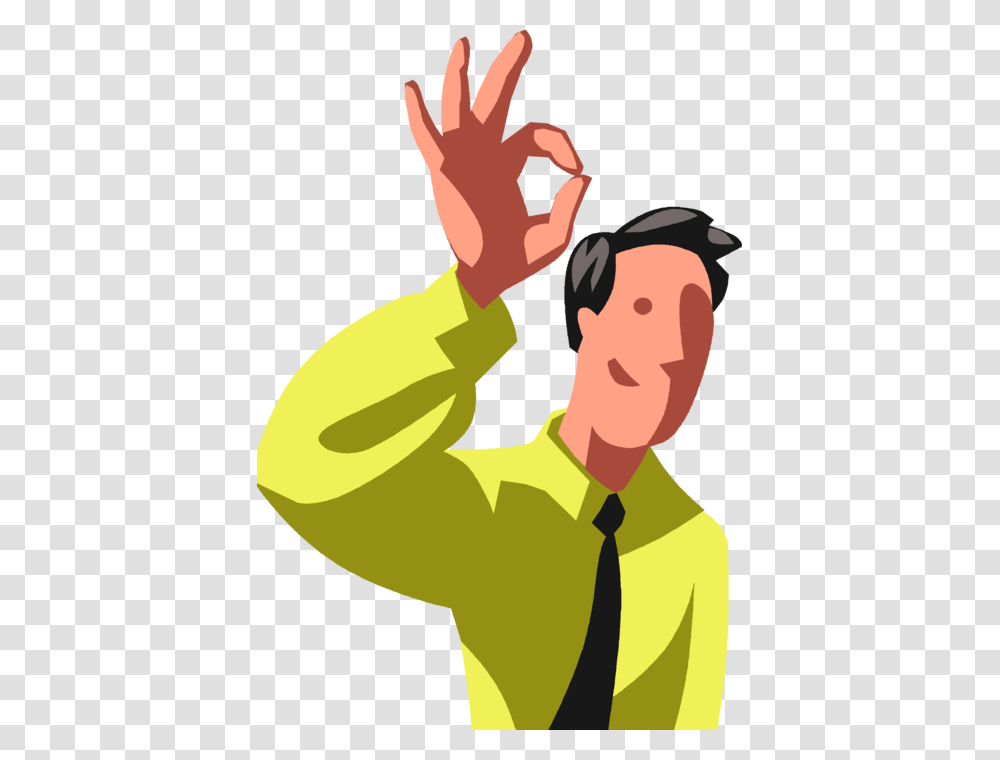 Entrepreneur Uses Nonverbal Hand Gesture Ok Sign, Tie, Accessories, Person Transparent Png