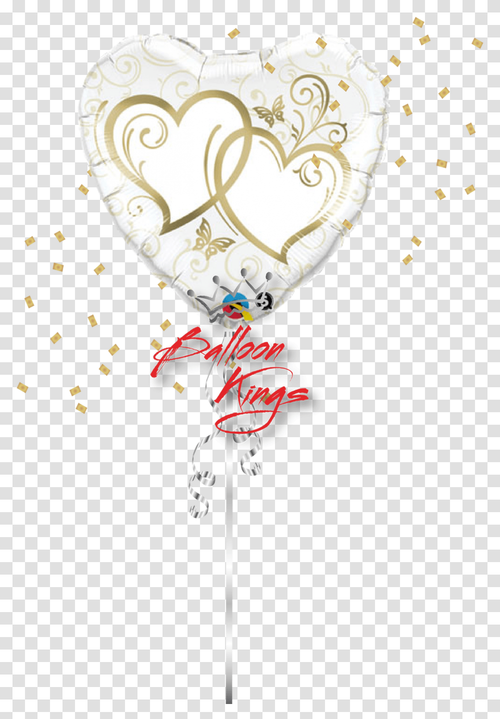 Entwined Gold Hearts Qualatex Balloon Bouquets Wedding, Paper, Confetti, Pattern Transparent Png