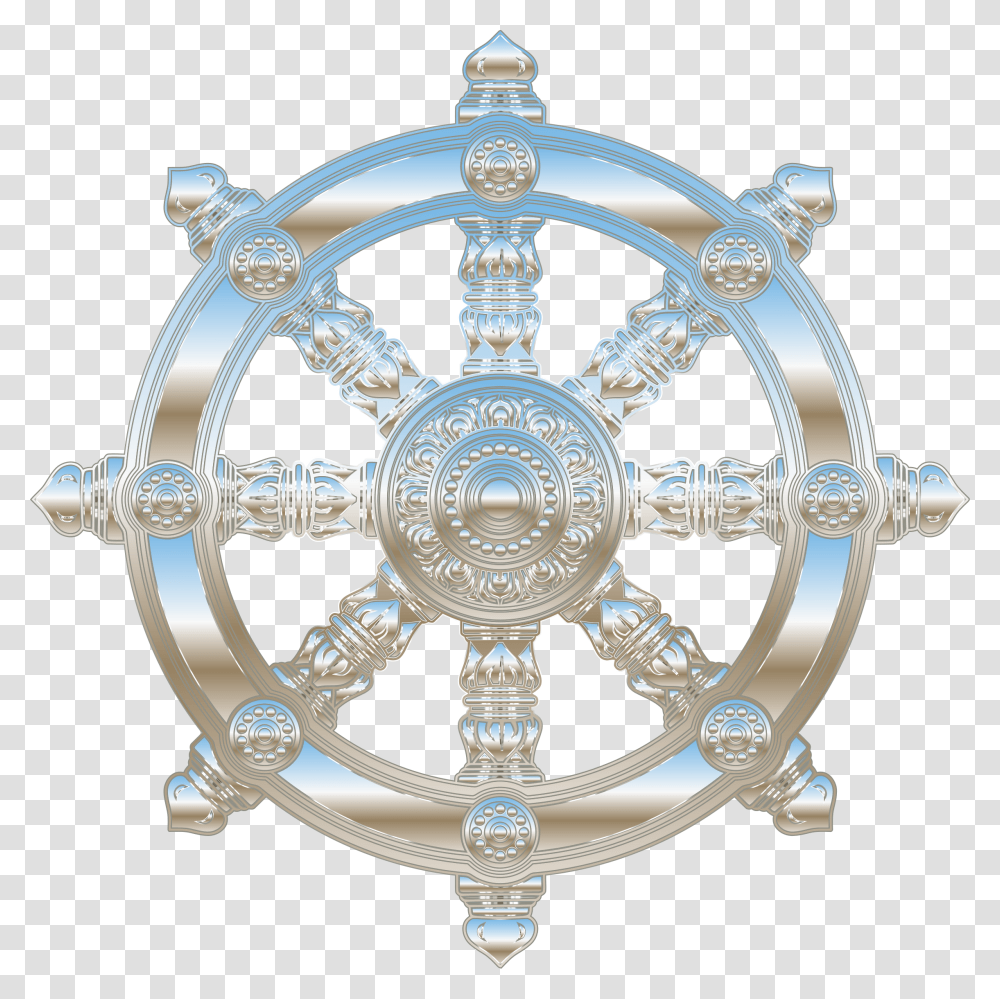 Environment Mapped Chrome Ornate Dharma Wheel Clip Wheel Buddha 24 Thing Circle, Chandelier, Lamp, Crystal, Jewelry Transparent Png