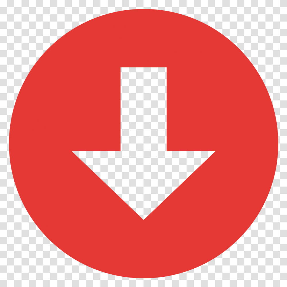 Eo Circle Red Arrow Icon Red Arrow Down, First Aid, Symbol, Text Transparent Png