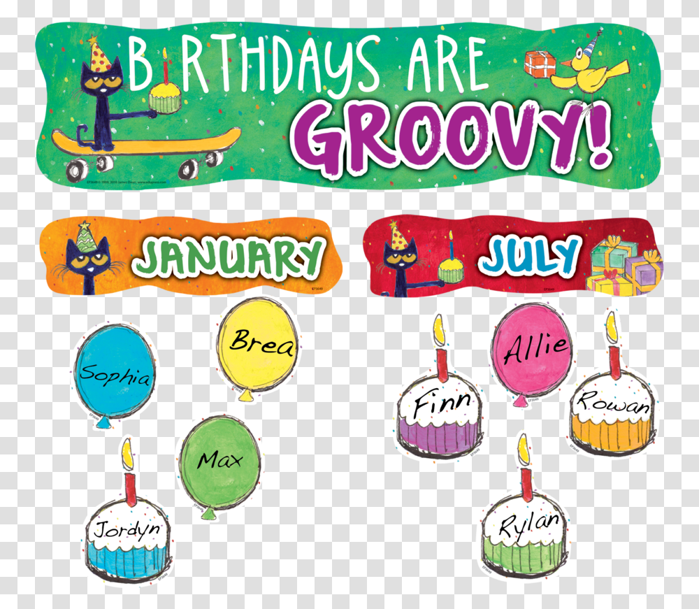 Ep 63649 Pete The Cat Groovy Bday Mini Bbs Birthday Pete The Cat, Label, Text, Crowd, Food Transparent Png