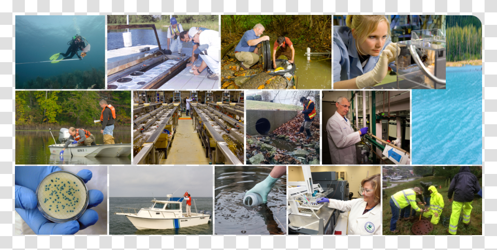 Epa Researchers Conducting Research From Left To Right Collage, Boat, Vehicle, Transportation, Person Transparent Png