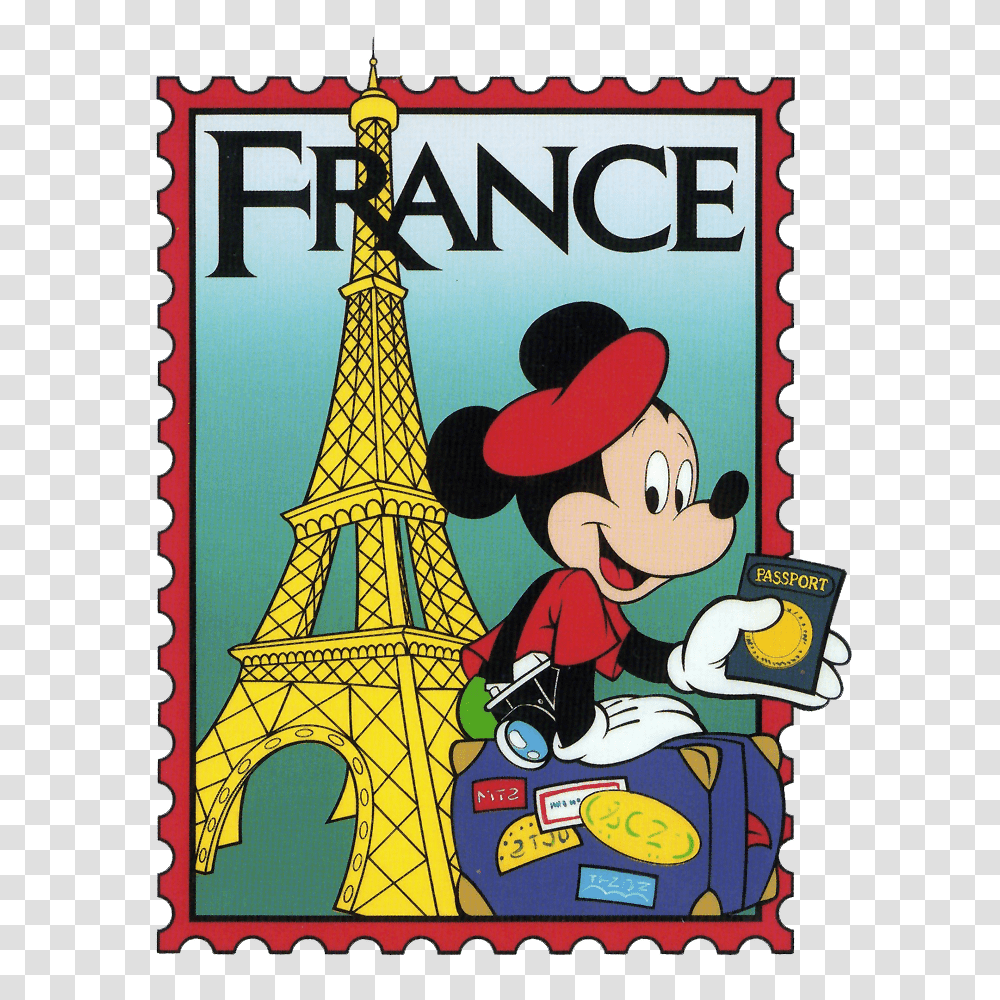 Epcot Mickey France Stamp Clip Art International Mickey Mouse, Poster, Advertisement, Book, Person Transparent Png