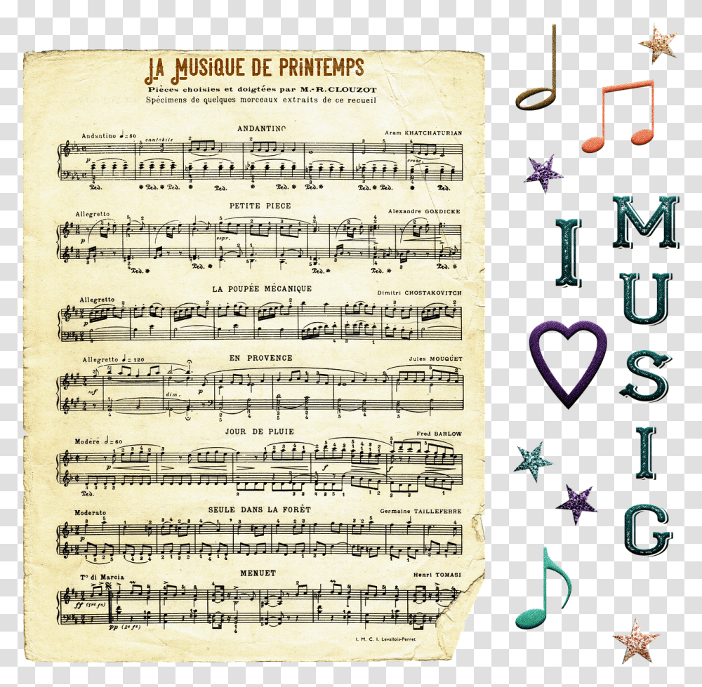 Ephemera Vintage Papers Music Free Image On Pixabay Sheet Music, Document, Text, Page, Menu Transparent Png