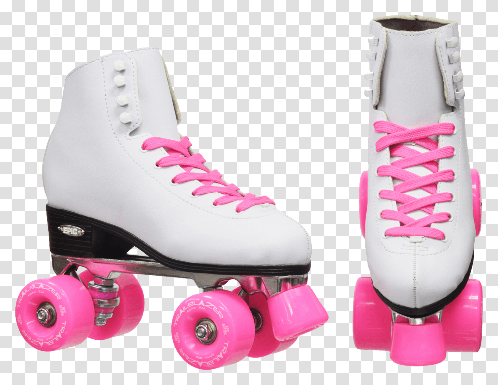 Epic Classic White And Pink Roller SkatesData Zoom Roller Skates Rubber Wheels, Shoe, Footwear, Apparel Transparent Png
