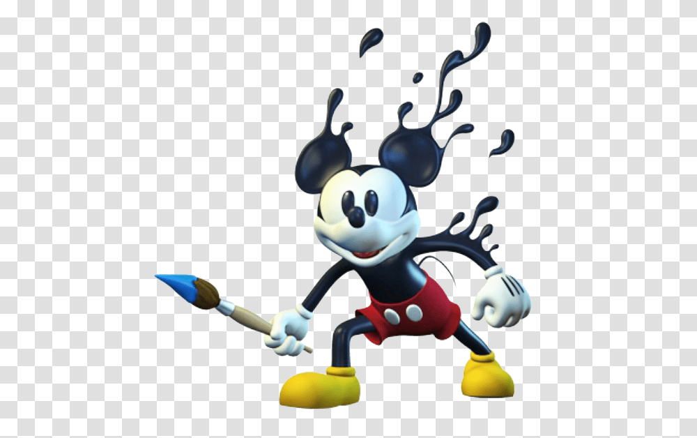 Epic Mickey 2 Clipart Vector Royalty Free Library Pin Mickey Mouse With Paint Brush, Toy, Pac Man, Figurine Transparent Png