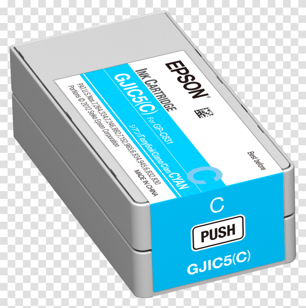 Epson Gp C831 Cyan Ink Cartridge Gjic5 Ink Cartridge, Business Card, Paper, Electronics Transparent Png