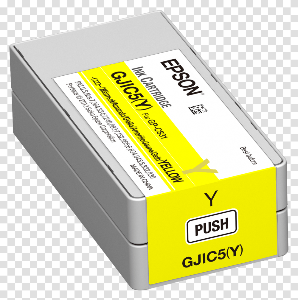 Epson Gp C831 Yellow Ink Cartridge Gjic5 Ink Cartridge, Business Card, Paper, Adapter Transparent Png