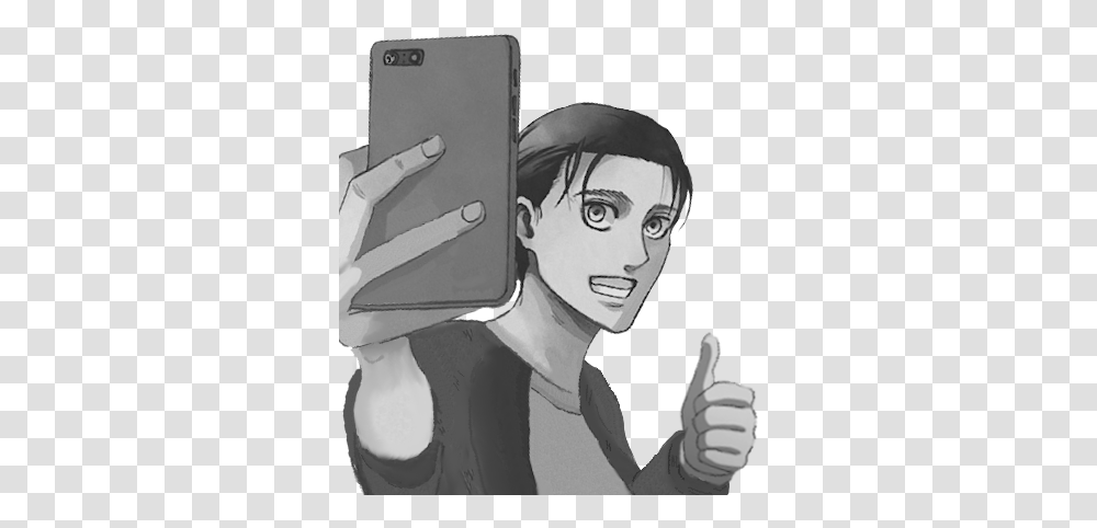 Eren Taking A Selfie Meme, Person, Human, Finger, Drawing Transparent Png