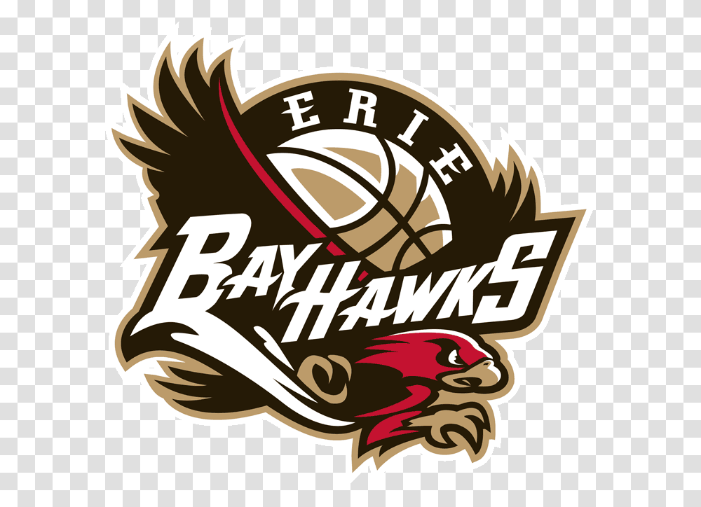 Erie Bayhawks Primary Logo Red Basketball Logo Design, Symbol, Trademark, Emblem, Text Transparent Png