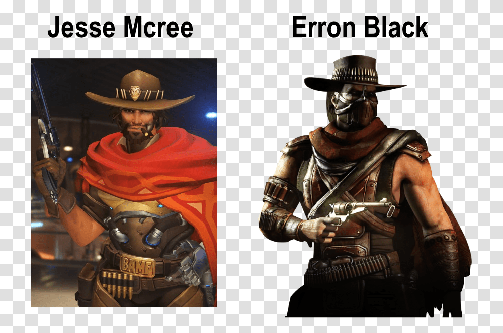 Erron Black And Mccree Erron Black Mortal Kombat, Hat, Apparel, Person Transparent Png
