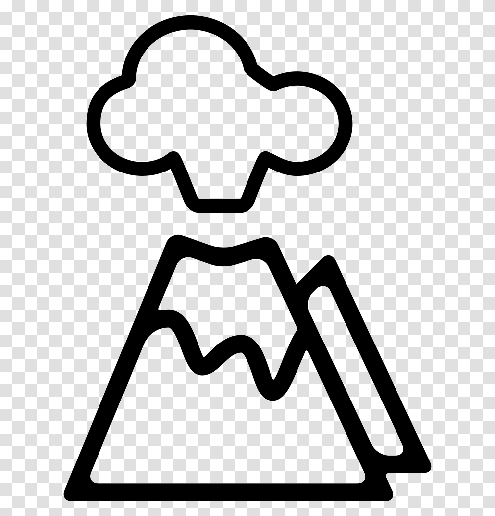 Erupting Volcano Black And White Volcano, Stencil, Silhouette Transparent Png