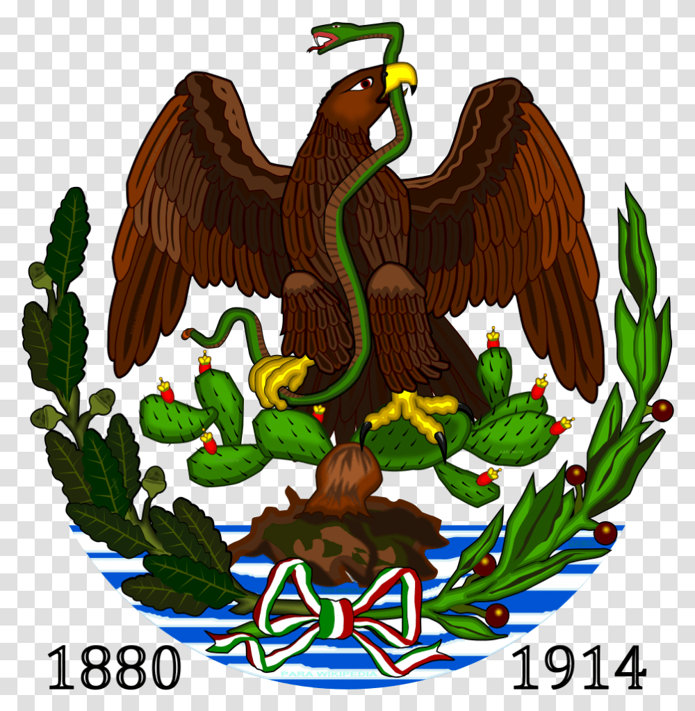 Esc Mex Porfirista 1880 A Golden Mexican Coat Of Arms, Vulture, Bird, Animal, Eagle Transparent Png