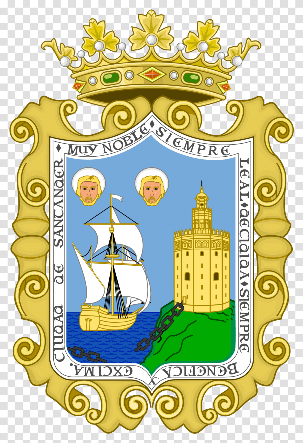 Escudo De Santander Torre Del Oro, Emblem, Vehicle, Transportation Transparent Png