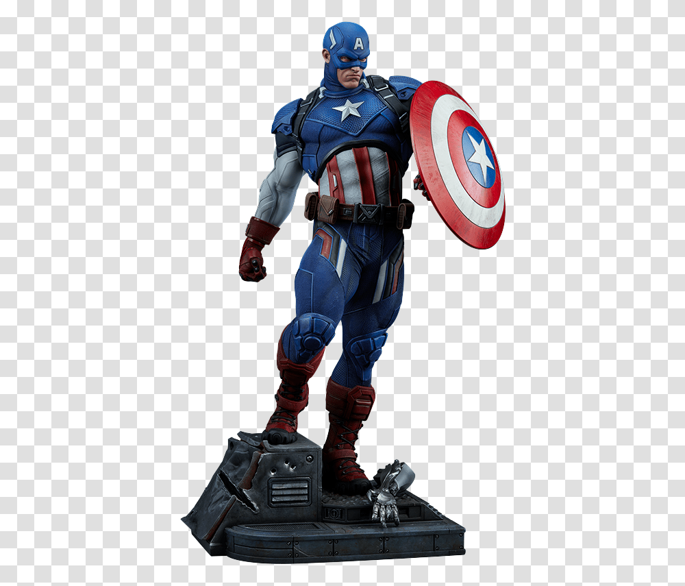 Escultura Premium Format Del Capitan America Sideshow Captain America Premium Format Statue, Person, Human, Armor, Costume Transparent Png