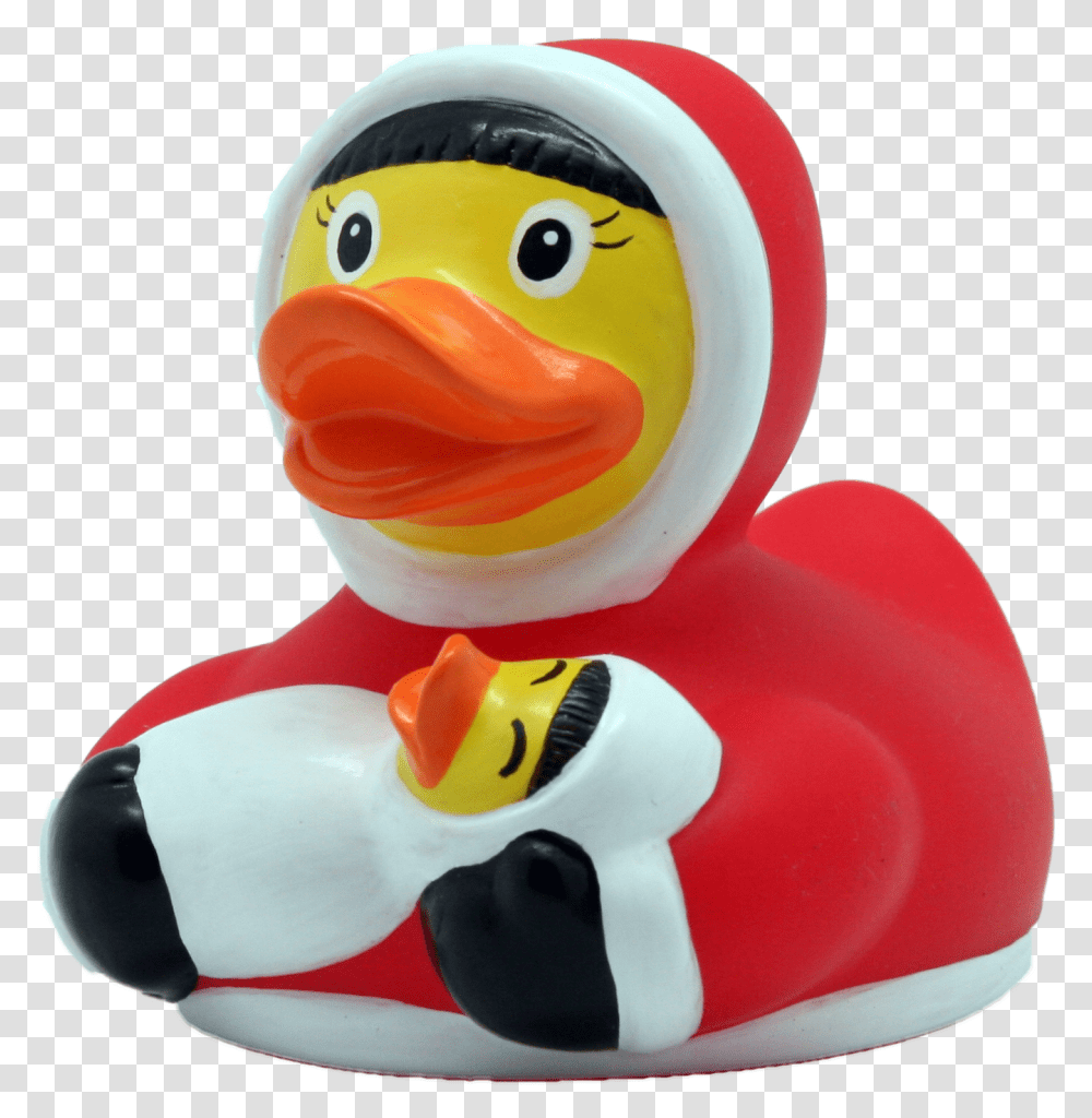 Eskimo With Baby Duck Rubber Duck, Figurine, Inflatable, Snowman, Winter Transparent Png