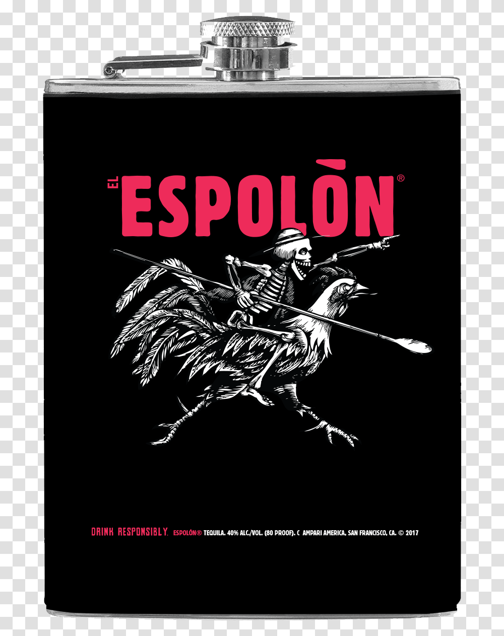 Espolon Deadpool Vap Flask 0001 2 Skeleton Riding A Rooster Tequila, Person, Human, Samurai, Advertisement Transparent Png