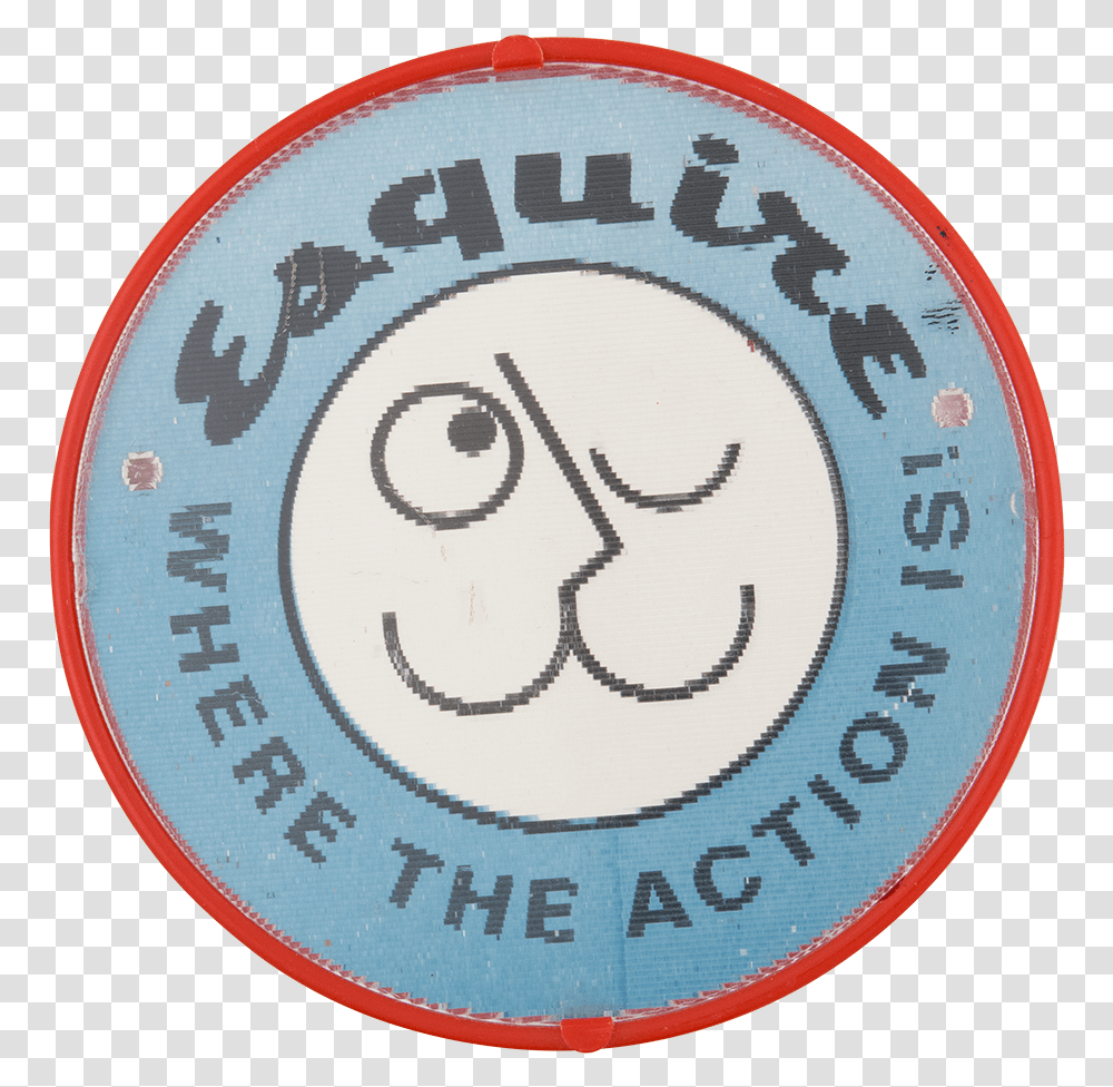 Esquire Where The Action Is Smileys Button Museum Circle, Logo, Trademark, Rug Transparent Png
