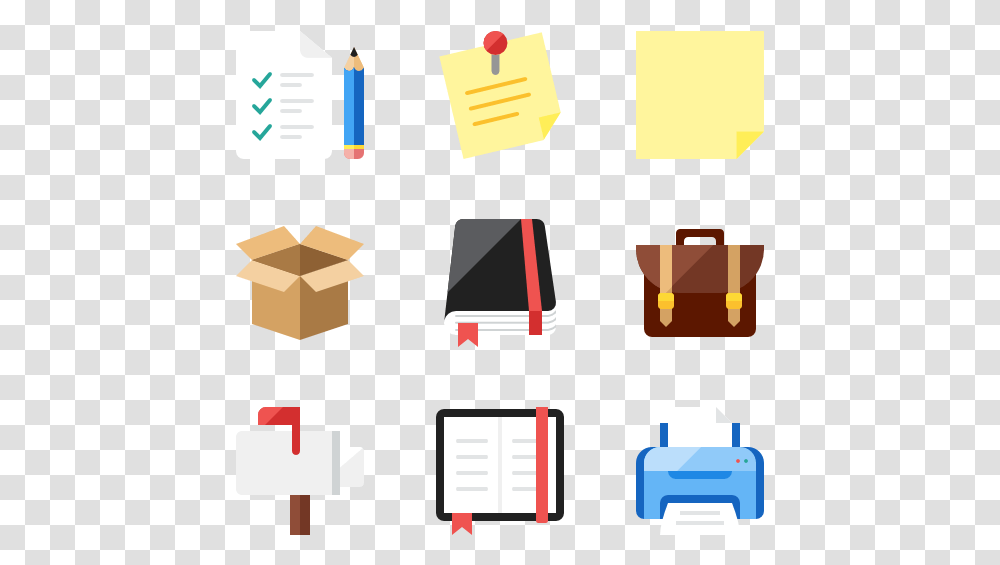 Essential Set Office Colored Icons Vector, Label, Box Transparent Png